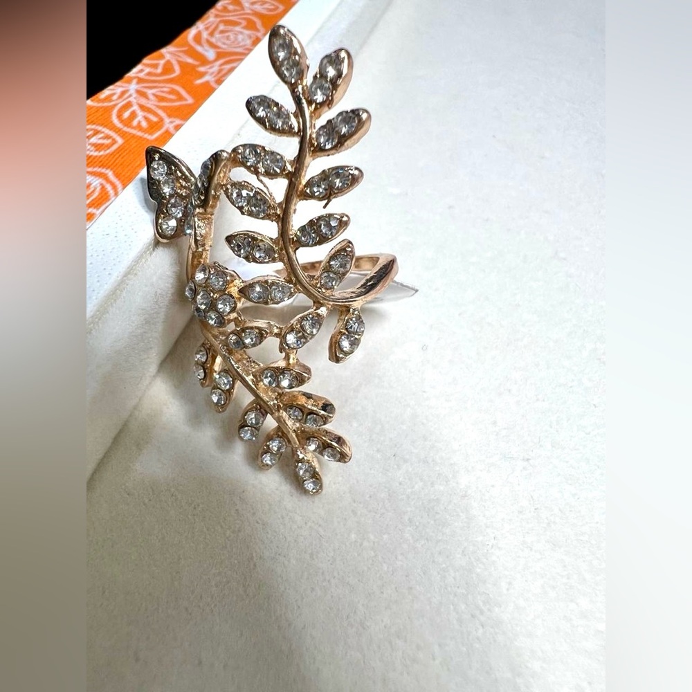 Gold Leaf Crystal Ring